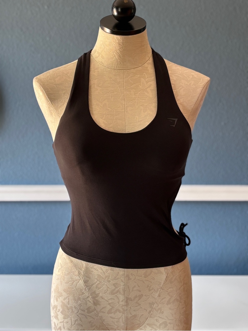 Gymshark Black Open-Side Tie Detail Halter Tank | Women’s Small